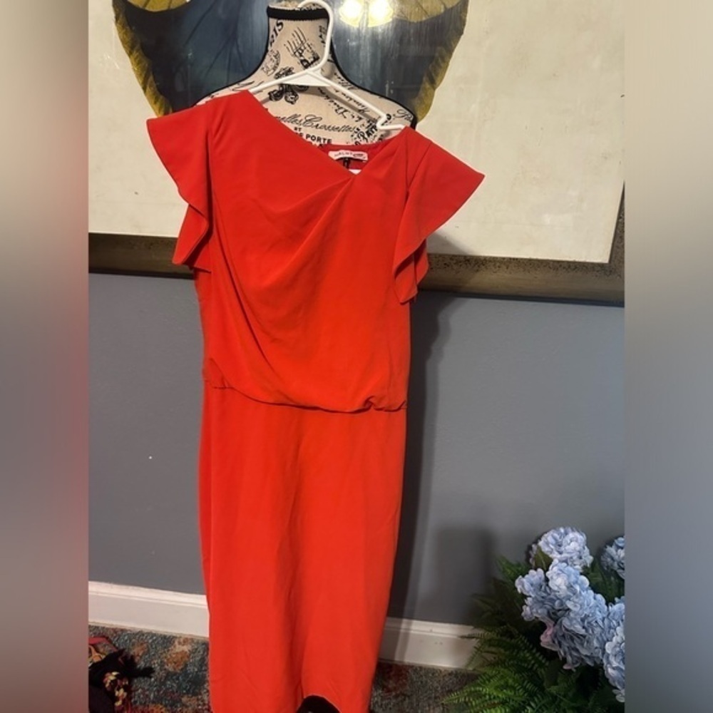 Halston rent the runway red dress no callouts